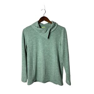 Womens Trisha Tyler size Large‎ aqua/black cowl neck sweater shirt